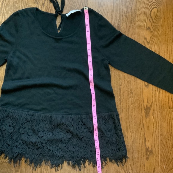 LOFT Black Sweater with Lace Detail and Bow on the back. Size M. - Picture 7 of 9